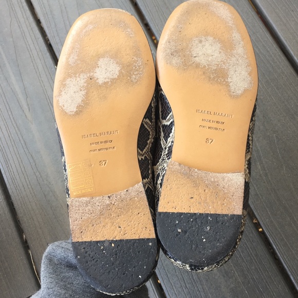 Isabel Marant Fezzy Leather Snakeskin Slip-On Shoes - Picture 7 of 8